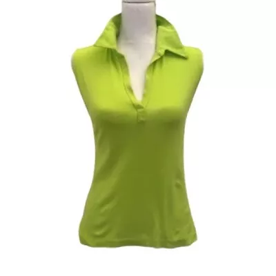 Majestic Paris Collared Cotton Top In Chartreuse Size M • $19.95