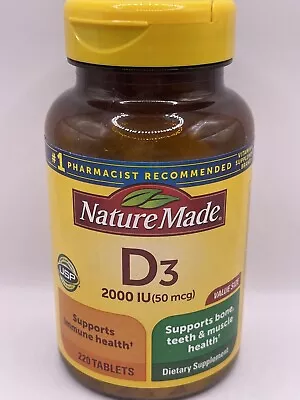 Nature Made Vitamin D3 2000 IU Support Immune Health 220 Tablet Exp 2025 • $13