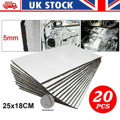 £14.99 • Buy 20 Sheets Sound Deadening Damping Mat Car Silent Compact Van Proofing 5mm Auto