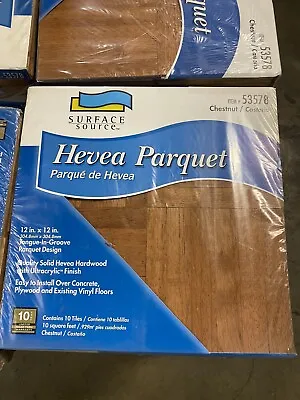 Hevea Hardwood Parquet One Box 10 SQ FT 12x12 CHESTNUT Color Tongue & Groove • $125