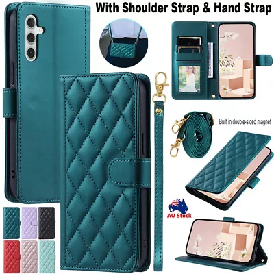 For Samsung S24 S23 FE S22 S21 Ultra Plus Leather Wallet Card Case Strap Cover • $14.99