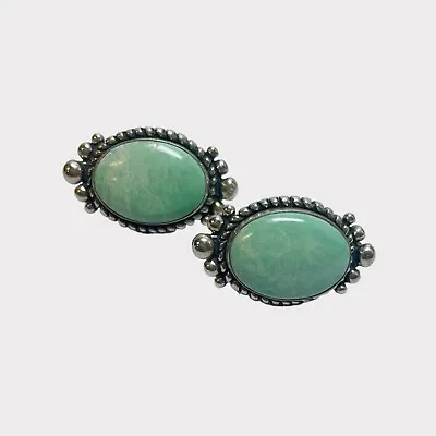 Native American Quoc Turquoise Inc QT Sterling Silver Turquoise Oval Earrings • $28.80