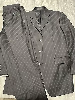 Mens Calvin Klein Macy's Suit Blue Pinstripe 3 Button Jacket Pants 42L 100% Wool • $75