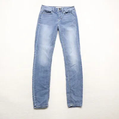 Mudd Women's Juniors Size 1 Blue Skinny Low Rise Medium Wash Stretch Denim Jeans • $12.94