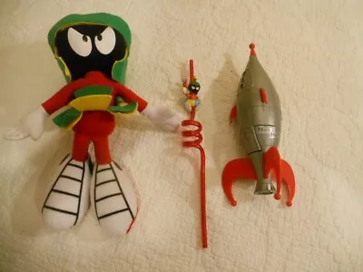 Marvin The Martian-Looney Tunes 14” Plush Applause Doll & Rocket Ship & Drinking • $24.95