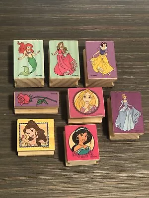 Disney Princess Wood Stamps - Lot Of 8 Rubber Stamps - Cinderella Snow White • $8