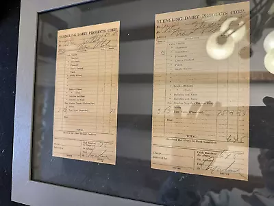 Vintage 1932 Prohibition Yuengling Ice Cream Invoices - Framed • $25