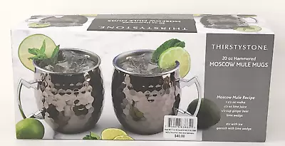 Thirstystone By Cambridge Faceted Moscow Mule Mugs Set Of 2 Hammered Black 20 Oz • $26.95