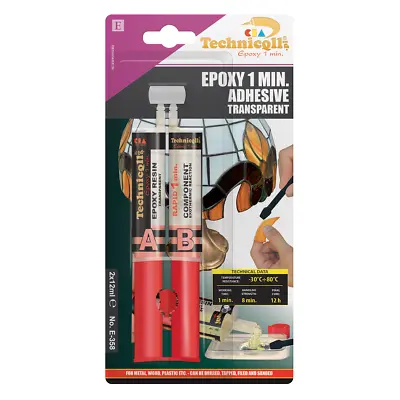 Epoxy Adhesive Glue For Metals Plastic Glass Porcelain 2 X 12ml  Clear Rapid Dry • £9.99