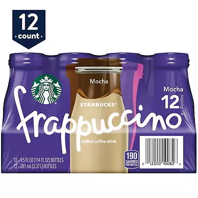 Starbucks Frappuccino Mocha Chilled Coffee Drink 9.5 Oz Glass Bottles 12 Count • $22.98