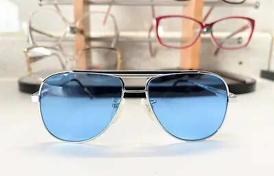 Vintage 80s Metal Aviator Sunglasses Style SST12 W/Custom Solid Blue Lenses   • $25.99