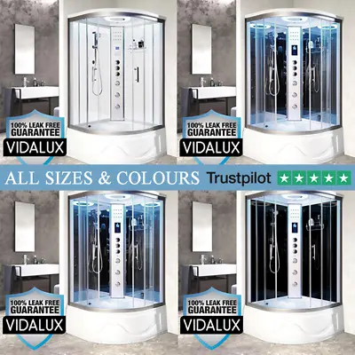 Steam Shower Cabin Enclosure Vidalux Miami 900 & 1050 White Black Mirror Colours • £1349