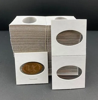 (50) Elongated Penny Cents 2x2 Cardboard Mylar Flips Pressed Penny Coin Holders • $8.49
