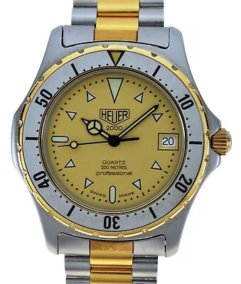 Vintage Men's Heuer Pre-Tag 38mm Professional 2000 Series Two Tone Watch 974.006 • $599.95