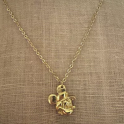 Vintage DISNEY 14K Gold Filled Double Sided Mickey Mouse Pendant On Chain • $29.99