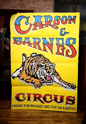 Vintage Carson Barnes Circus Poster Sign Banner Tiger Amusement Park Carnival • $590.13