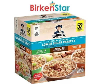 Quaker Lower Sugar Instant Oatmeal Variety Pack (60.7 Oz. 52 Pk.) Great Price • $24.79