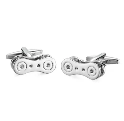 £6.99 • Buy Cool Novelty Polished Chrome Bike Chain Link Cufflinks