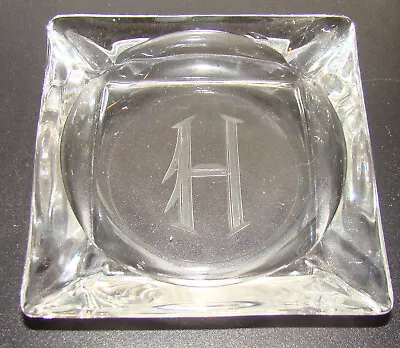 Vintage Glass Ashtrays Monogrammed H Square 3.5  8pcs • $28.50