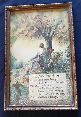 Vintage Mary Gold To My Mother Poem Wood Framed Print Pearce  7 3/4  X 11 3/4  • $35