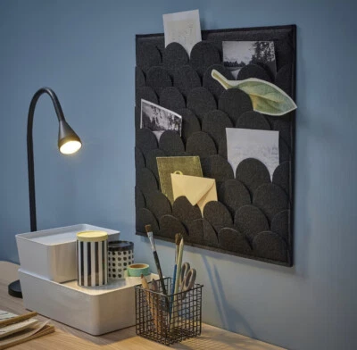 £8.89 • Buy IKEA PLUGGLAND Memo Board Wall Hanging, Home Black Felt Message Peg Note Board