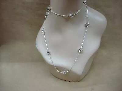 Lovely Vintage Swarovski Silver 34  Necklace W/sparkling Ball Beads! Minty! • $28.95