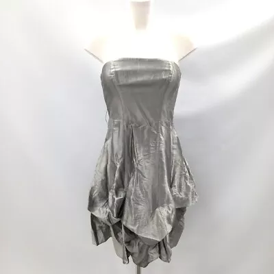 Coast Metallic Hitched Dress UK 10 Silver NWT Strapless RMF02-SM • £7.99