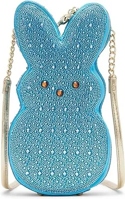 Betsey Johnson Kitsch Peeps Blue Rhinestone Bunny Rabbit Easter Crossbody Bag • $158