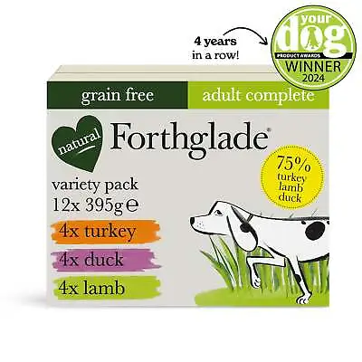 Forthglade Turkey Duck & Lamb Natural Wet Dog Food - Variety Pack (12x395g) • £22.25