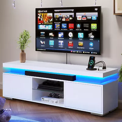 TV Stand With Power Outlets & LED Lights For TVs Up To 65  Entertainment Center • $139.99