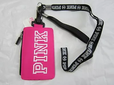 RARE Victoria Secret Pink WALLET STUDENT ID KEY CHAIN CASE BADGE HOLDER LANYARD • $59.99