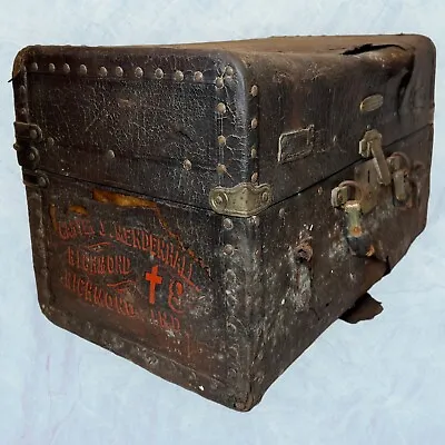 Antique 1800s Masonic Knights Richmond IN Suitcase Chest M.C. LILLEY CO Columbus • $59.49