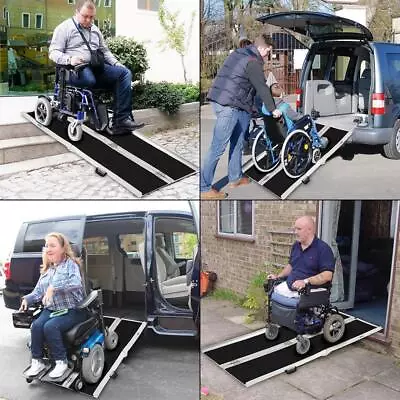 Aluminum Wheelchair Ramp Fold Portable Mobility Handicap Suitcase Threshold • $89.99