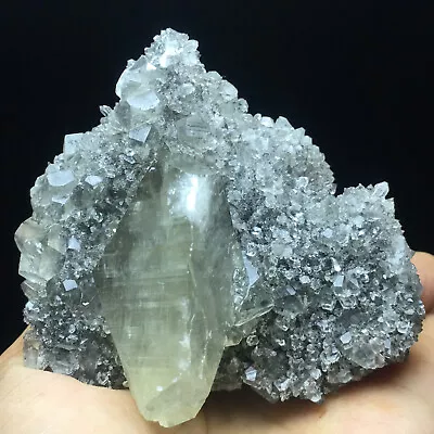 220g    Transparent Bright  Mercedes  Calcite Crystal Cluster Mineral Specimen • $8.50