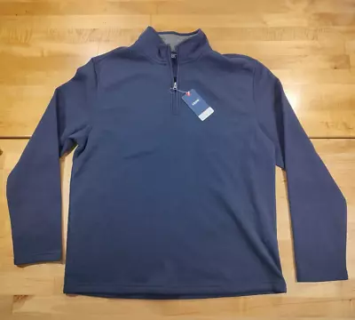 Men's IZOD 1/4 Zip Long Sleeve Stretch Soft Pullover Fleece Shirt Blue Medium • $15.49