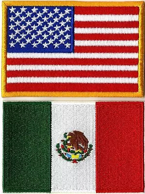 Mexican American Flag Patches 3.25  | USA Patriotic Mexico Embroidered Iron On • $8.99