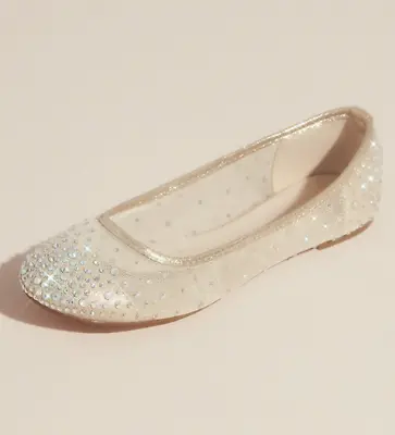 CB Studio Illusion Toe Crystal Embellished Ballet Flats Wedding Women's Size 7 • $25.12