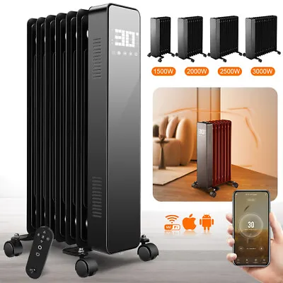 Electric Oil Filled Radiator Heater Adjustable Thermostat With Timer & Remote • £75