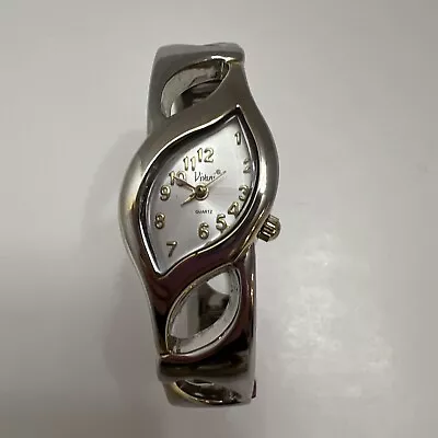 Pretty Vivani Leaf Motif F2779 Silver Tone Women's Hinged Cuff Watch New Battery • $15