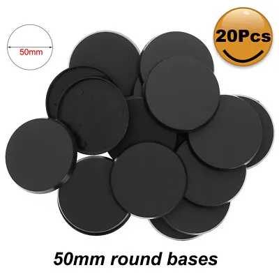 MB750 20pcs Round Bases 50mm Model Base Plastic For Miniature War Games • £5.49