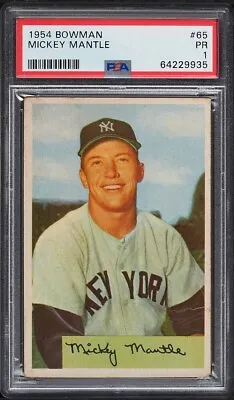 1954 Bowman Mickey Mantle #65 PSA 1 PR (PWCC-A) CENTERED! • $799.99