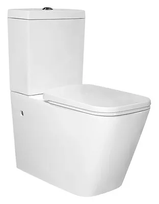 SQUARE GEBERIT WELS FULL Ceramic Toilet Suite WALL FACING S & P Trap UF Seat • $419.99