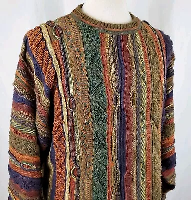 Vintage Cellinni Sweater Textured Cotton Blend Large Hip Hop 80s Biggie Cosby • $91.99