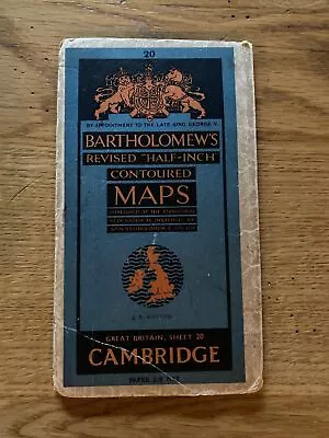 Bartholomew's Revised Half Inch Map 20 Of Cambridge - VINTAGE Good Condition • £5.99