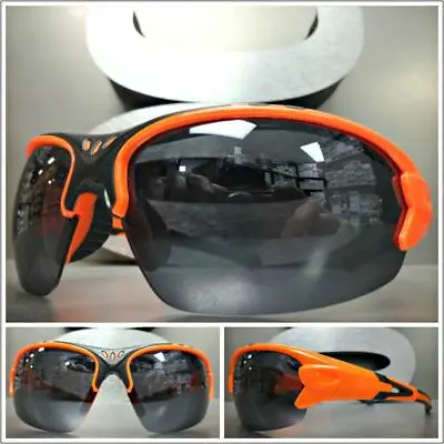 MOTORCYCLE Riding SUN GLASSES Protective Eyewear Shatterproof Lens Neon Orange • £18.79