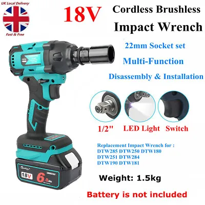 £48.69 • Buy Cordless Brushless Impact Wrench Drill For Makita DTW285Z 18V LXT 1/2  4 Speed
