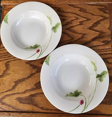 Mikasa Optima Classic Calla China Rim Soup Bowls 9⅛  Set Of 2 • $5