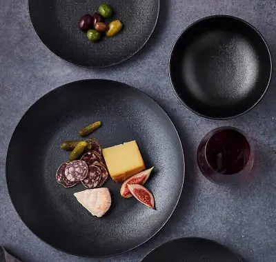 $109 • Buy Maxwell & Williams 12pc Caviar Black Dinner Set Setting Glazed Stoneware