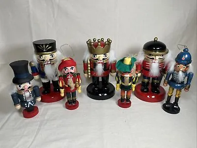 Wooden Nutcrackers Lot Of 7: 3-6'' 1-5” Figures & 2-5” 1-6”ornaments Christmas • $15