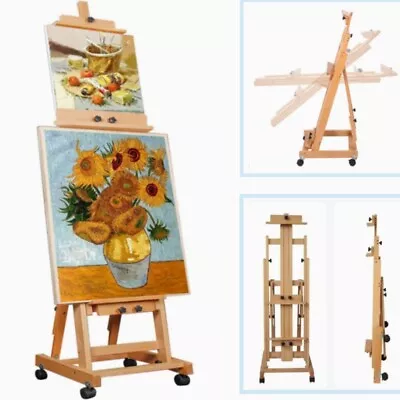 H Frame Easel Professional Artist Floor Easel Wood 1or2 Canvas Holder Up To 87  • $146.58